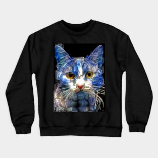 Blue Mosaic Cat Crewneck Sweatshirt